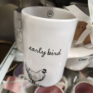 Rae Dunn White 'Early Bird' Mug with Chicken Design